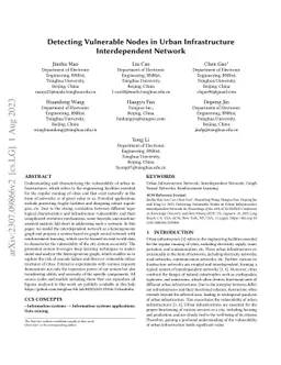 Detecting Vulnerable Nodes in Urban Infrastructure Interdependent
  Network