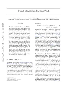 Symmetric Equilibrium Learning of VAEs