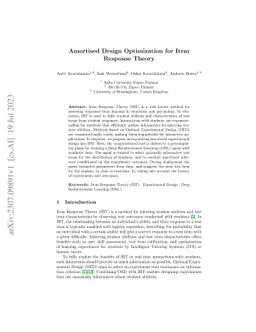Amortised Design Optimization for Item Response Theory