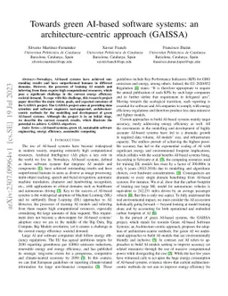 Towards green AI-based software systems: an architecture-centric
  approach (GAISSA)