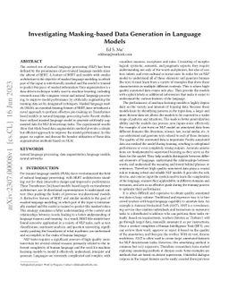 Investigating Masking-based Data Generation in Language Models
