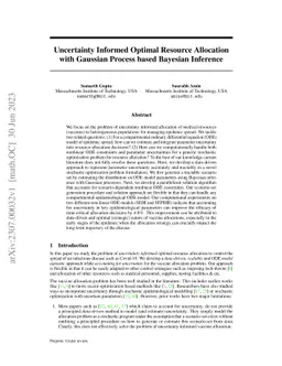 Uncertainty Informed Optimal Resource Allocation with Gaussian Process
  based Bayesian Inference