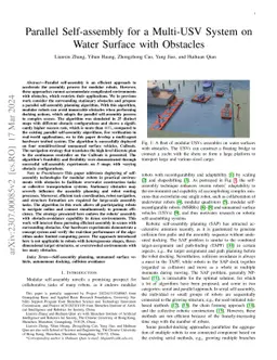 Parallel Self-assembly for a Multi-USV System on Water Surface with
  Obstacles