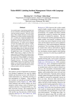 Ticket-BERT: Labeling Incident Management Tickets with Language Models