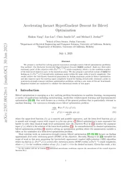 Accelerating Inexact HyperGradient Descent for Bilevel Optimization