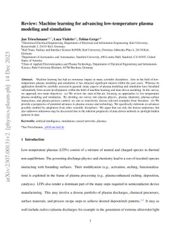 Machine learning for advancing low-temperature plasma modeling and
  simulation