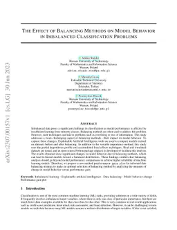 The Effect of Balancing Methods on Model Behavior in Imbalanced
  Classification Problems