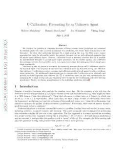 U-Calibration: Forecasting for an Unknown Agent