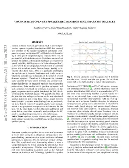 VoxWatch: An open-set speaker recognition benchmark on VoxCeleb