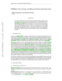 FFPDG: Fast, Fair and Private Data Generation