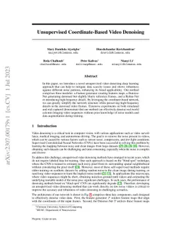 Unsupervised Coordinate-Based Video Denoising