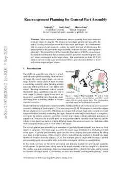 Rearrangement Planning for General Part Assembly