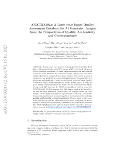 AIGCIQA2023: A Large-scale Image Quality Assessment Database for AI
  Generated Images: from the Perspectives of Quality, Authenticity and
  Correspondence