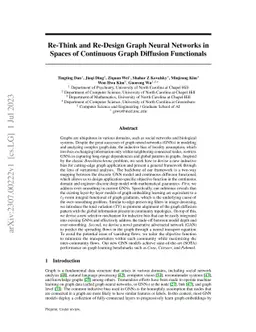 Re-Think and Re-Design Graph Neural Networks in Spaces of Continuous
  Graph Diffusion Functionals