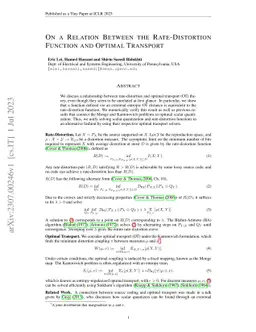 On a Relation Between the Rate-Distortion Function and Optimal Transport