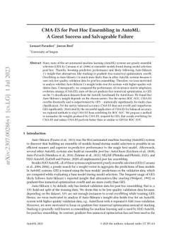 CMA-ES for Post Hoc Ensembling in AutoML: A Great Success and
  Salvageable Failure