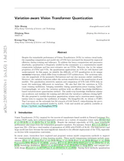 Variation-aware Vision Transformer Quantization
