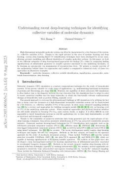 Understanding recent deep-learning techniques for identifying collective
  variables of molecular dynamics