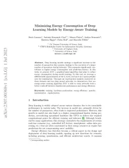 Minimizing Energy Consumption of Deep Learning Models by Energy-Aware
  Training