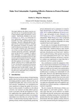 Make Text Unlearnable: Exploiting Effective Patterns to Protect Personal
  Data