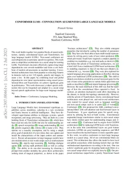 Conformer LLMs -- Convolution Augmented Large Language Models