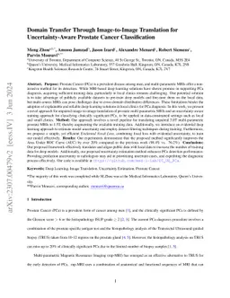 Domain Transfer Through Image-to-Image Translation for Uncertainty-Aware
  Prostate Cancer Classification