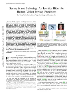 Seeing is not Believing: An Identity Hider for Human Vision Privacy
  Protection