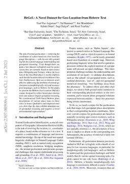 HeGeL: A Novel Dataset for Geo-Location from Hebrew Text
