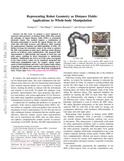Representing Robot Geometry as Distance Fields: Applications to
  Whole-body Manipulation