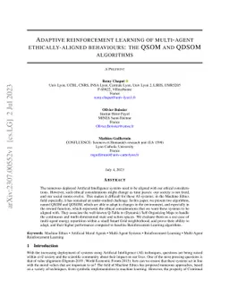 Adaptive reinforcement learning of multi-agent ethically-aligned
  behaviours: the QSOM and QDSOM algorithms