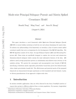 Mode-wise Principal Subspace Pursuit and Matrix Spiked Covariance Model