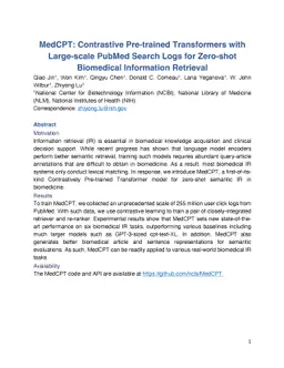MedCPT: Contrastive Pre-trained Transformers with Large-scale PubMed
  Search Logs for Zero-shot Biomedical Information Retrieval