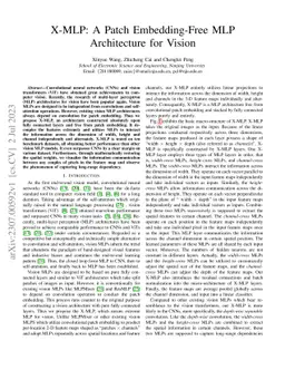 X-MLP: A Patch Embedding-Free MLP Architecture for Vision