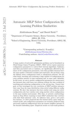 Automatic MILP Solver Configuration By Learning Problem Similarities