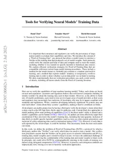 Tools for Verifying Neural Models' Training Data