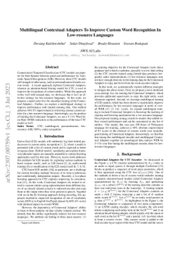 Multilingual Contextual Adapters To Improve Custom Word Recognition In
  Low-resource Languages