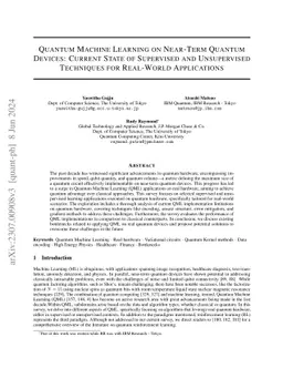 Quantum Machine Learning on Near-Term Quantum Devices: Current State of
  Supervised and Unsupervised Techniques for Real-World Applications