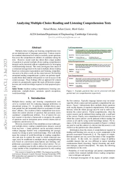 Analyzing Multiple-Choice Reading and Listening Comprehension Tests
