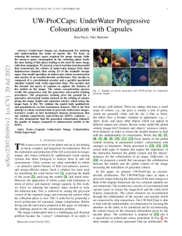 UW-ProCCaps: UnderWater Progressive Colourisation with Capsules