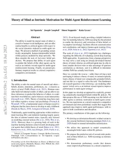 Theory of Mind as Intrinsic Motivation for Multi-Agent Reinforcement
  Learning