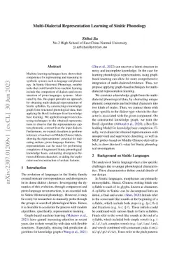 Multi-Dialectal Representation Learning of Sinitic Phonology