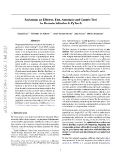 Rockmate: an Efficient, Fast, Automatic and Generic Tool for
  Re-materialization in PyTorch