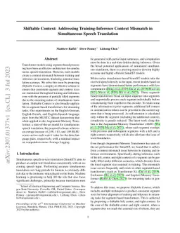 Shiftable Context: Addressing Training-Inference Context Mismatch in
  Simultaneous Speech Translation