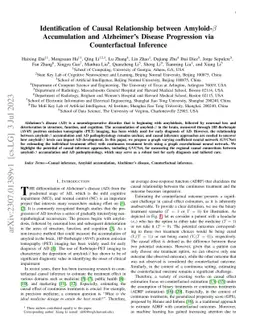 Identification of Causal Relationship between Amyloid-beta Accumulation
  and Alzheimer's Disease Progression via Counterfactual Inference