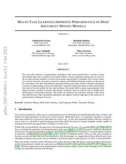 Multi-Task Learning Improves Performance In Deep Argument Mining Models