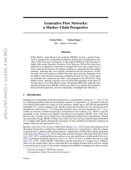 Generative Flow Networks: a Markov Chain Perspective
