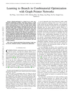 Learning to Branch in Combinatorial Optimization with Graph Pointer
  Networks