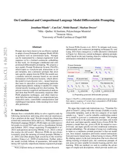 On Conditional and Compositional Language Model Differentiable Prompting