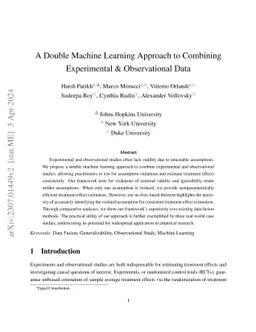 A Double Machine Learning Approach to Combining Experimental and Observational Data