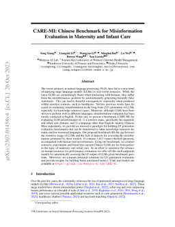 CARE-MI: Chinese Benchmark for Misinformation Evaluation in Maternity
  and Infant Care
